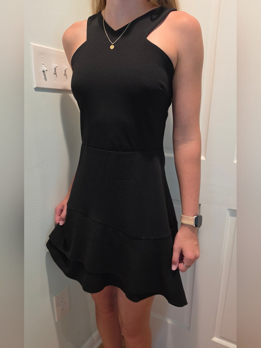 love...ady Black Cutout Neck Midi Dress